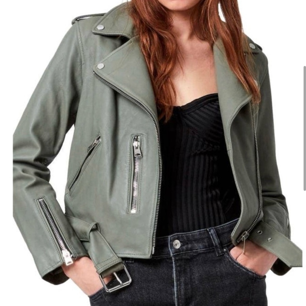 AllSaints Balfern Biker Leather Buckle Belt Jacket
